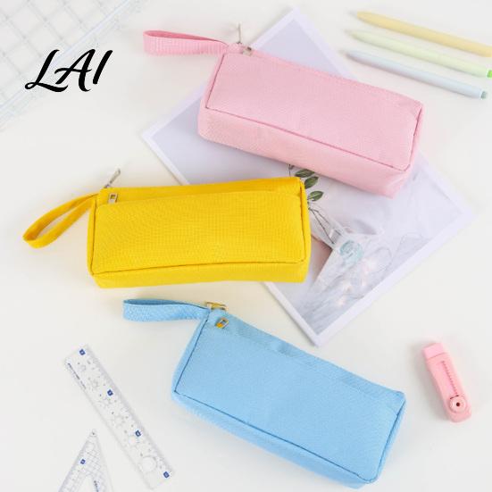 Practical Pen Storage for Classroom Pencil Case with Zipper And Handle Durable Oxford Solid Color Soft EVA Stationery Holder Kids Organizer Portable