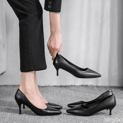 2025 Neue Stewardess High Heels Damen Etikette Einzelne Schuhe Spitzfeiner Absatz Lederschuhe Schwarz Formelle Pumps Mujer