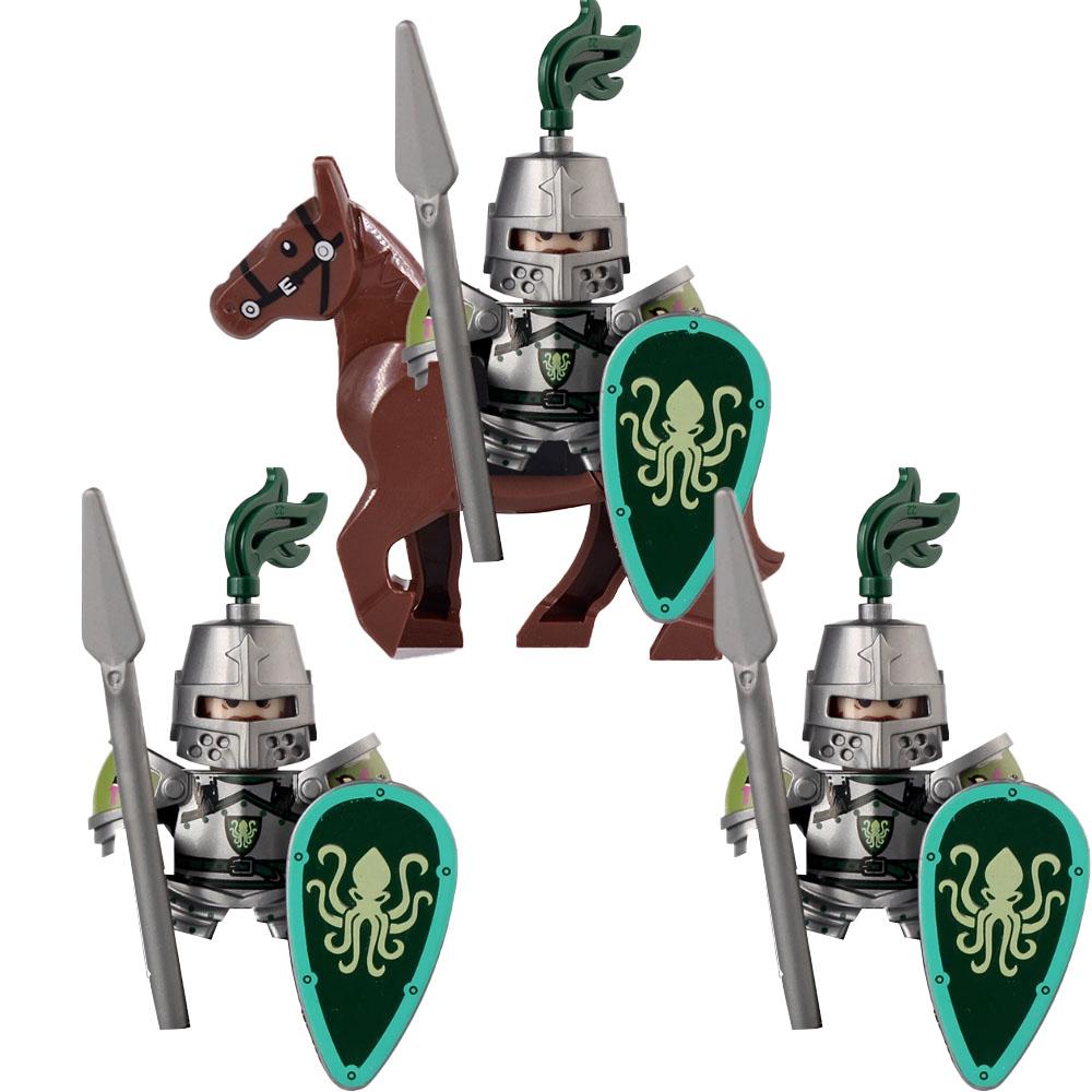 MOC Building Blocks Medieval Character Accessories Warhorses Militiamen Dragons Castles Knights Brick Gifts Toy Helmets Shields