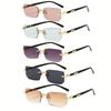 5pcs Unframed Metal Fashion Glasses for Men Women Classic Retro Trendy Party Casual Street Style Pography Eyewear
