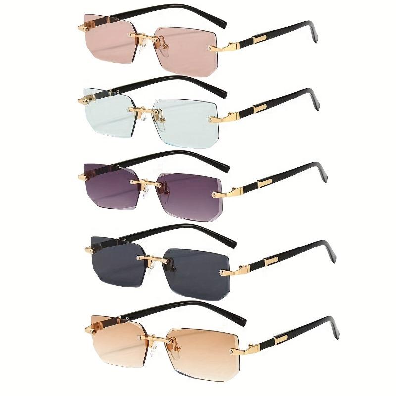 5pcs Unframed Metal Fashion Glasses for Men Women Classic Retro Trendy Party Casual Street Style Pography Eyewear