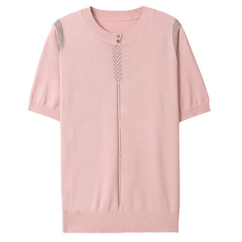 2026 Summer Women's Ice Silk Knit Short Sleeve T-Shirt - Lightweight, Breathable Top for a Cool Season