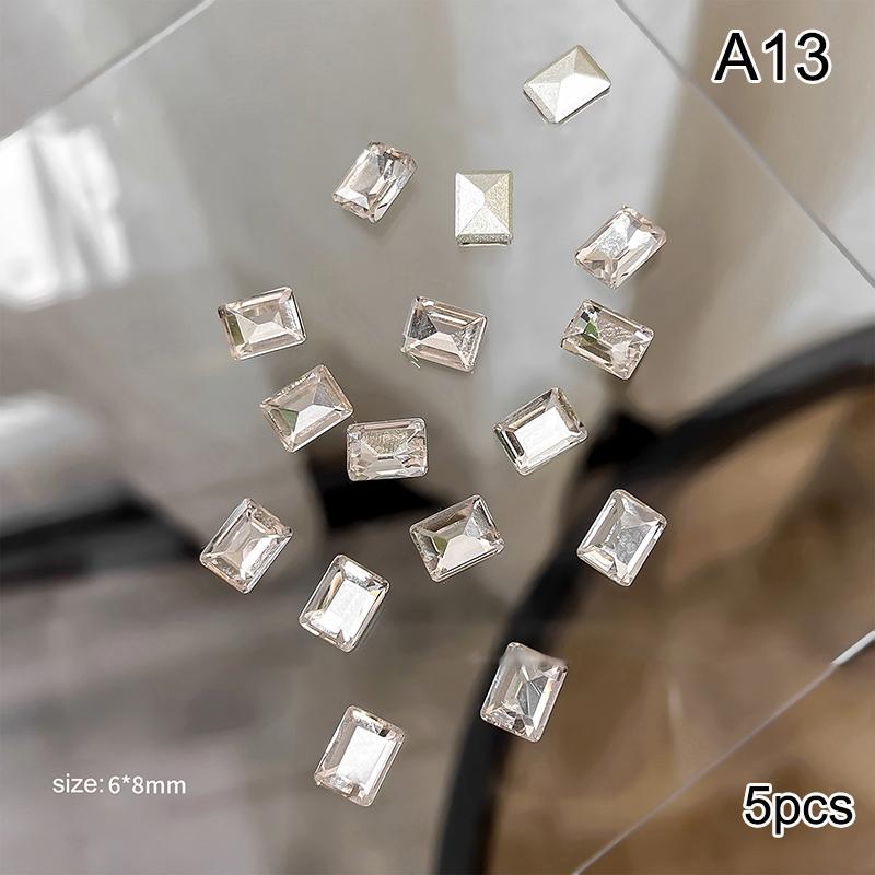 5Pcs Luxury Crystal Diamonds Pile Drills Nail Art Rhinestone 3D Diy Stacked Drill Jewelry Charms Manicure Decoration Accessorie