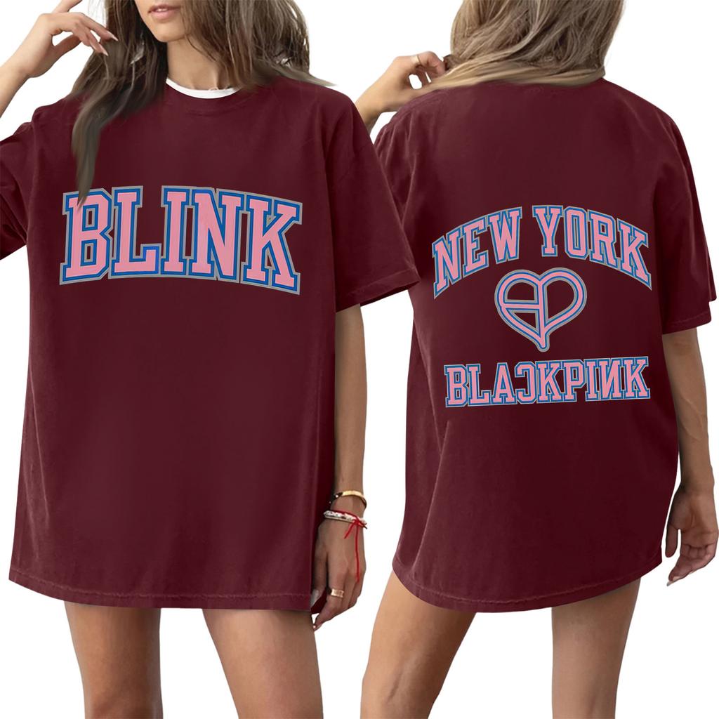 Damski T-shirt z krótkim rękawem i nadrukiem z okrągłym dekoltem