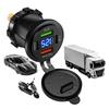 Car Charger Socket Dual PD & Dual USB 4Ports Fast Charging Socket Waterproof with Voltmeter 12V/24V For Car Boat Motorcycle