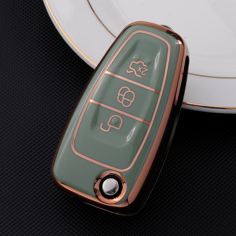 

Чехол для ключей автомобиля из ТПУ для Ford Ranger C-Max S-Max Focus Galaxy Mondeo Transit Tourneo, индивидуальный автоматический брелок для ключей green key case