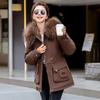 Winter new thickened pie overcomes women's waist and thin hooded big fur collar warm cotton-padded jacket