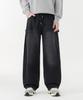Akeusi Multi Side Strap Elastic Wide Denim Pants Unisex (Black)