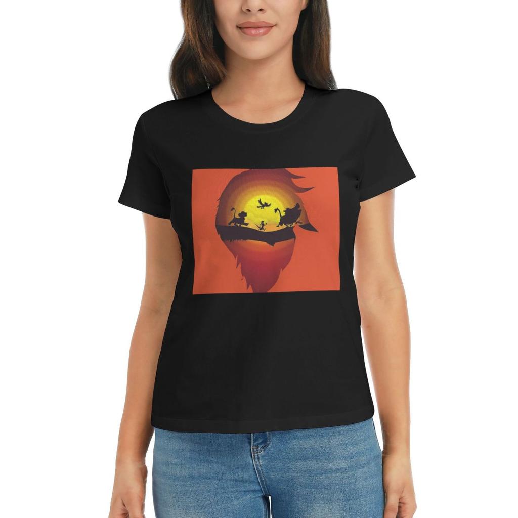 Damen T-Shirt Hakuna Matata Sommer Kurzarm T-Shirts Rundhalsausschnitt Baumwoll T-Shirts Kleidung Oberteile Streetwear