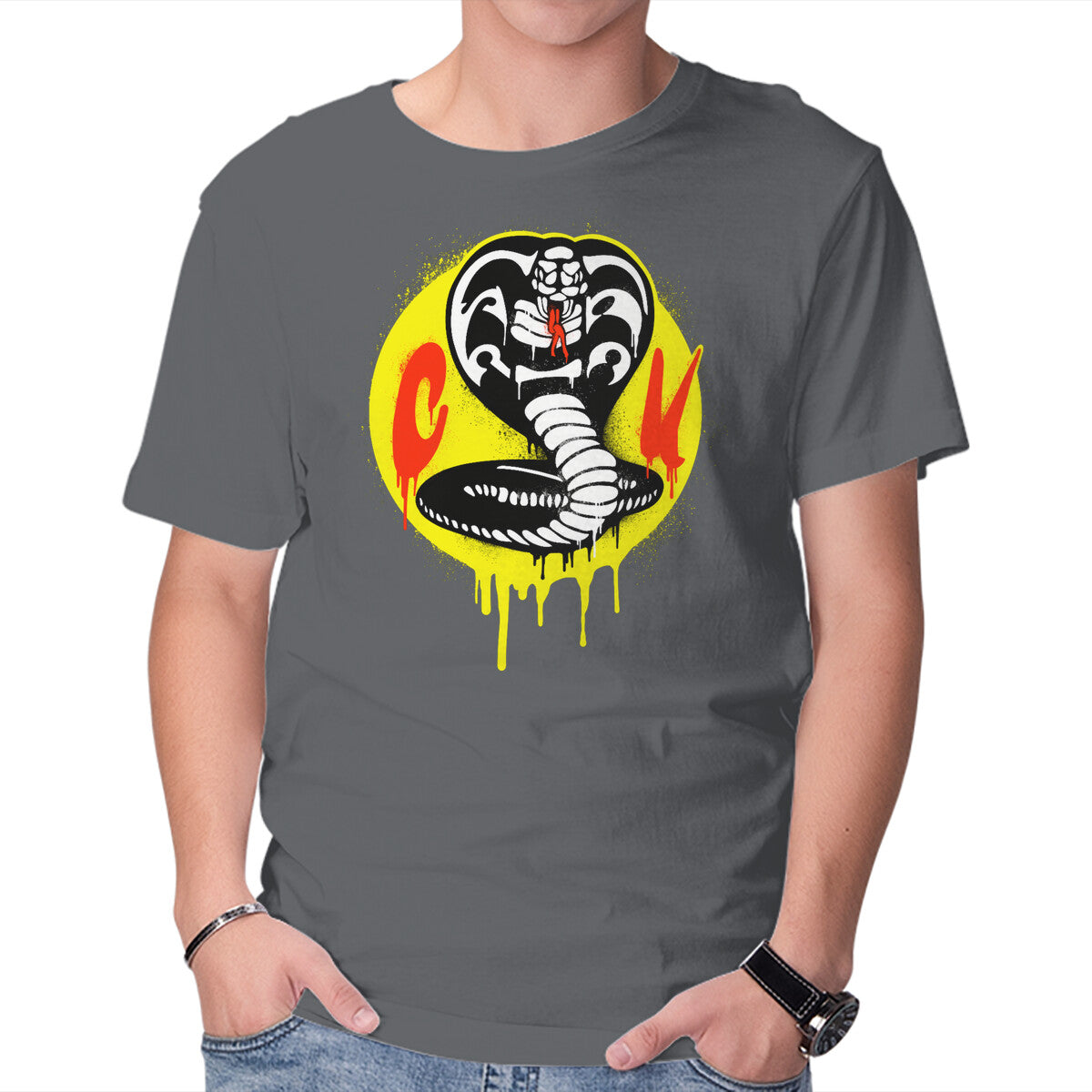 Unisex Crew Neck T-Shirt CK Graffiti Graphic Short Sleeve Casual Tee M