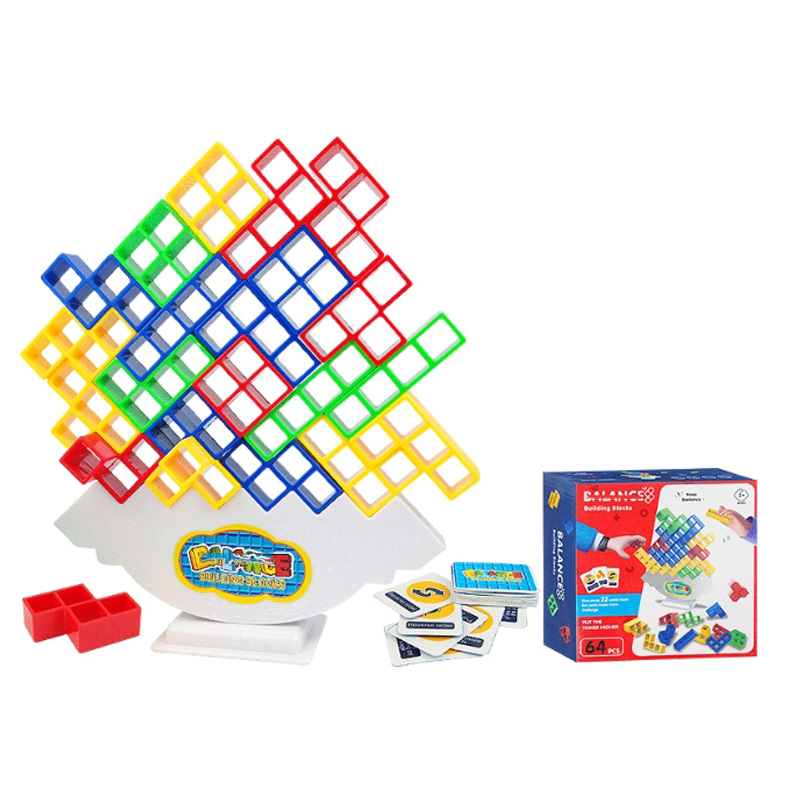 

Книжный червь Баланс Башни-близнецы Баланс Здание Образовательная Тренировка мозга Подарок на день рождения для мальчиков и девочек от 3 лет и Качающаяся строительная доска 64 детали