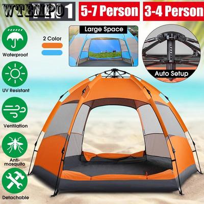 7-in-1-Zelt mit automatischem Aufbau (3-4 Personen) Doppellagige, wasserdichte, UV-beständige Campingzelt-Sonnenunterstände für Outdoor-Wanderungen, Angeln, Reisen, Strand