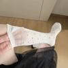 Korean White Polka Dot Knee High Socks JK High Tube Pile Sock Gray Small Round Dot High Tube Socks with Small Leather Shoes