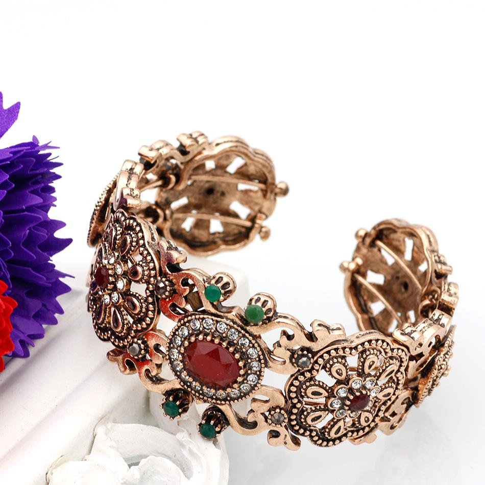 

Sunspicems Vintage Turkish Women Bangle Cuff Bracelet Pulseiras Morocco Ethnic Wedding Jewelry Retro Family Gift Gold Color