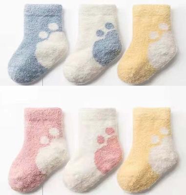 3er Set Babysocken Frühling Herbst und Winter Dick Warm Baby Plüschsocken Kinder Korallenvlies Bodensocken 0-3 Jahre alt