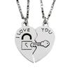 2Pcs Couple Lock Key Heart Puzzle I Love You Pendant Couple Necklace Pendants Necklaces For Lovers Valentine'S Day Jewelry Gifts