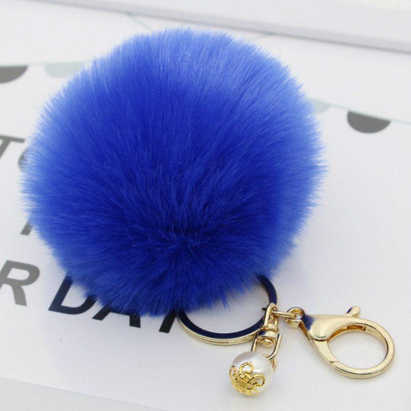 Luxurious Charm Key Ring Rabbit Fur Ball Pompom For Cell Phone And Car Keychain