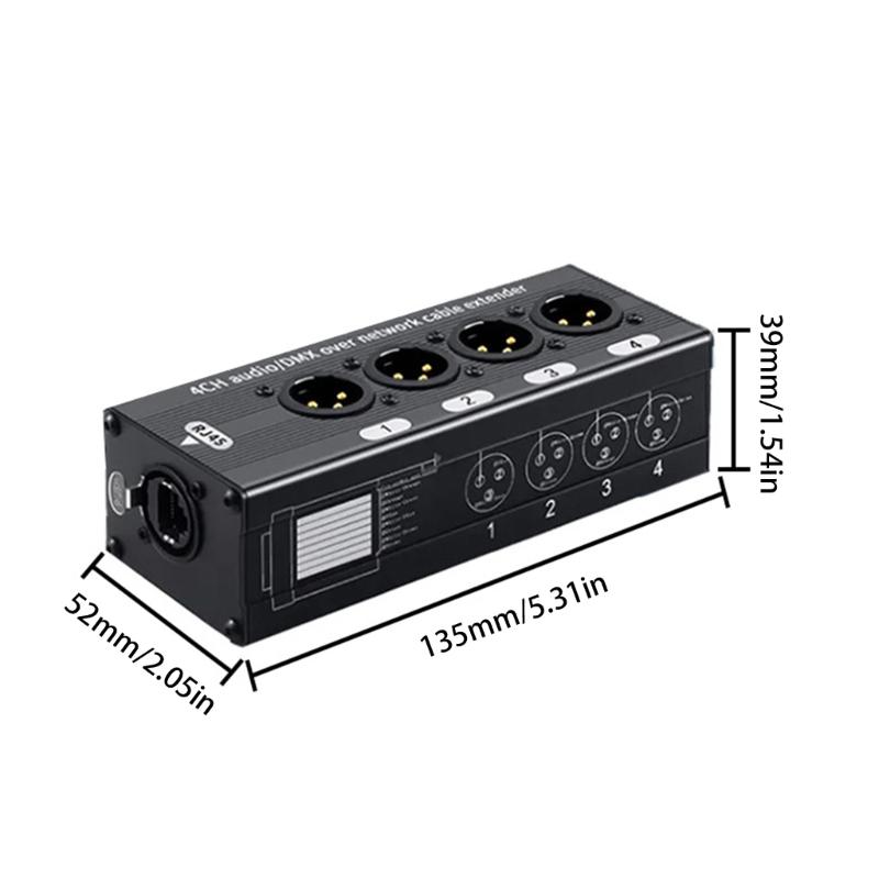 Professional 4 Port XLR Over Ethernet Converter For Noise Less Auditory Transmission Auditory Extender