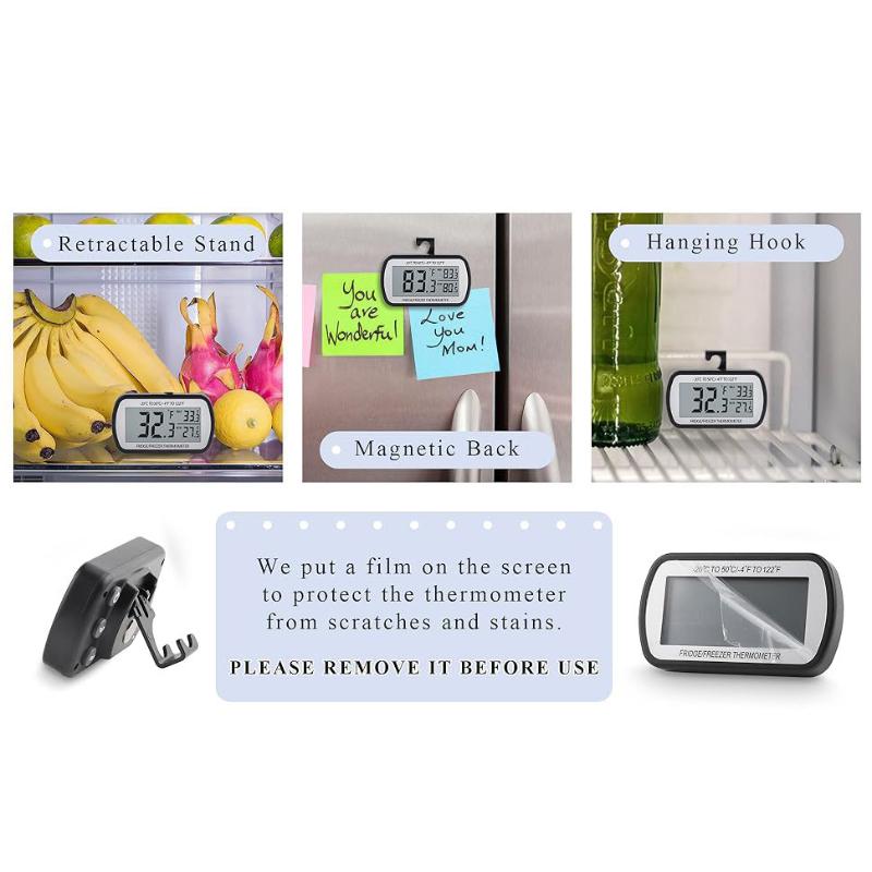 Digital Freezer Room Thermometer Large Lcd Waterproof Magnetic Back Hook Temperature Monitor For Kitchen Home Restaurant