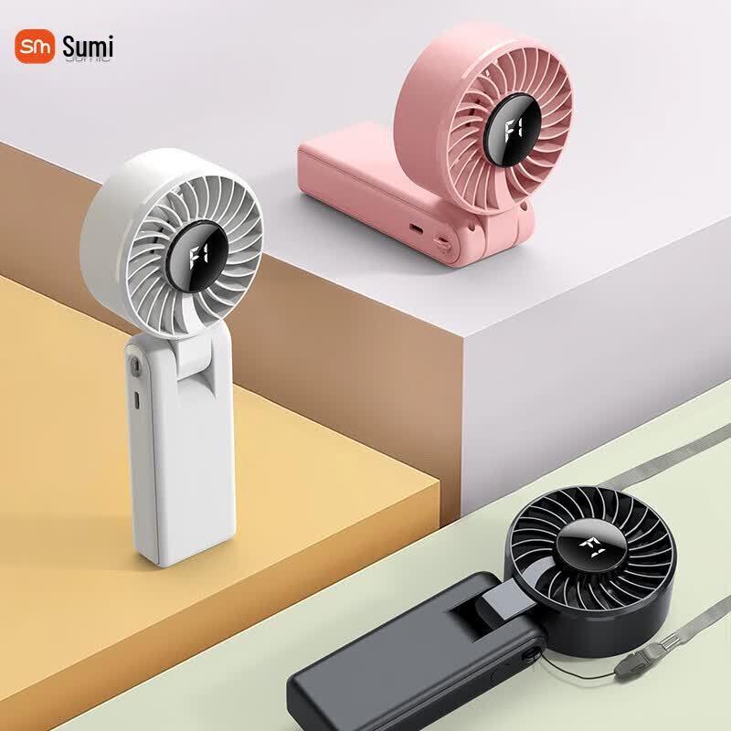 Sumi Handheld Portable Foldable USB Fan with Digital Display