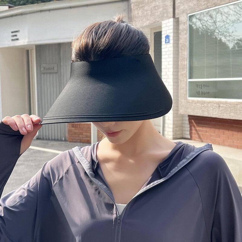 Женская солнцезащитная шляпа-козырек Zhugang с широкими полями, с открытым верхом