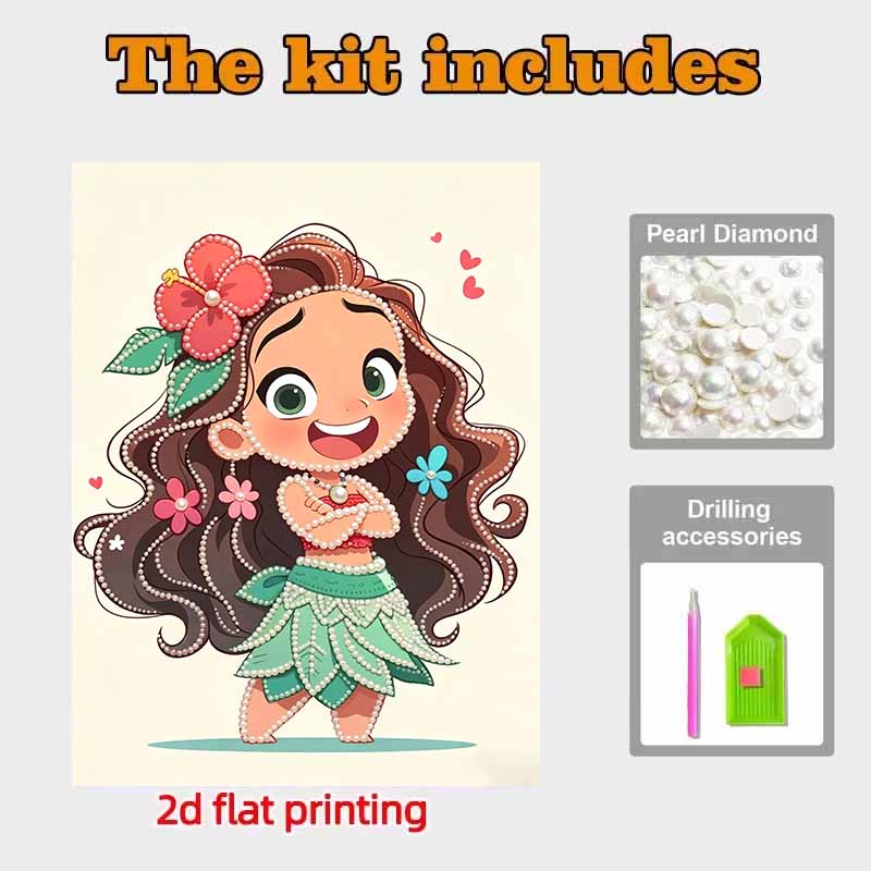 Disney Pearl Painting Moana's Childhood Handmade DIY Pearl Gem Painting Pictures Crafts Special Shape Home Wall Decoration