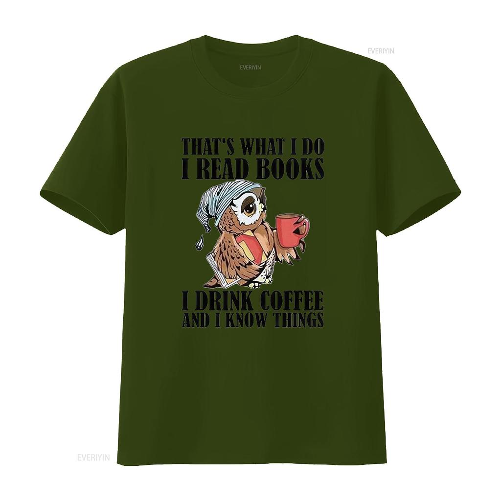 Women T Shirt That S What I Do Read Books Drink Coffee And Know Things Print Round Neck Tops  Casual Vintage Washed Slightly