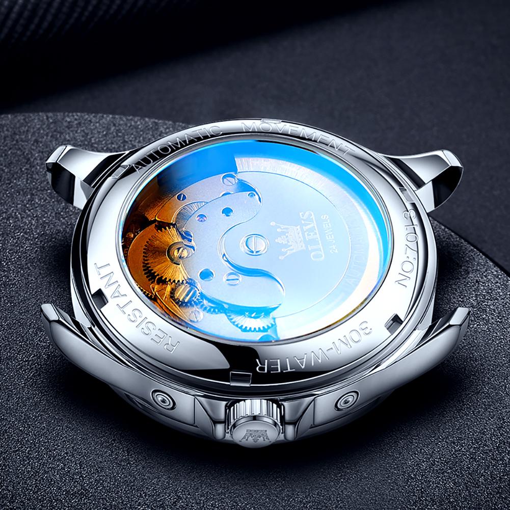 OLEVS Men's Multi-functional Automatic Mechanical Watch Rome Time Dial Waterproof Wristwatch Tourbillon Watches For Men