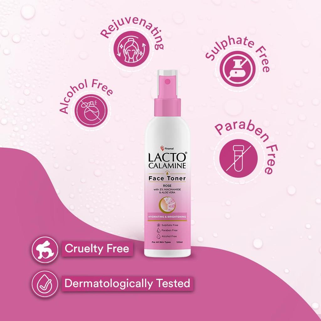 Lacto Calamine Rose Water Toner For Glowing Skin 120ml Pack Of 1 Hydrating Face Toner