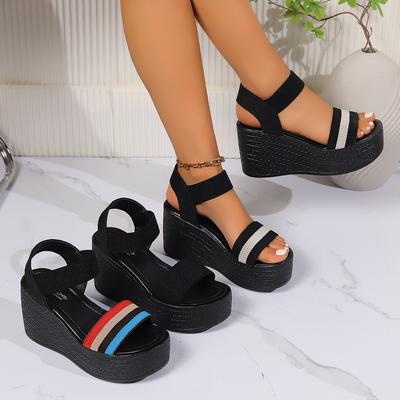 Sandali Zeppa Donna Estate 2024 Open Toe Zeppe Scarpe Taglie Forti per Donna Comodi Nuova Tendenza Sandali Casual da Esterno Donna