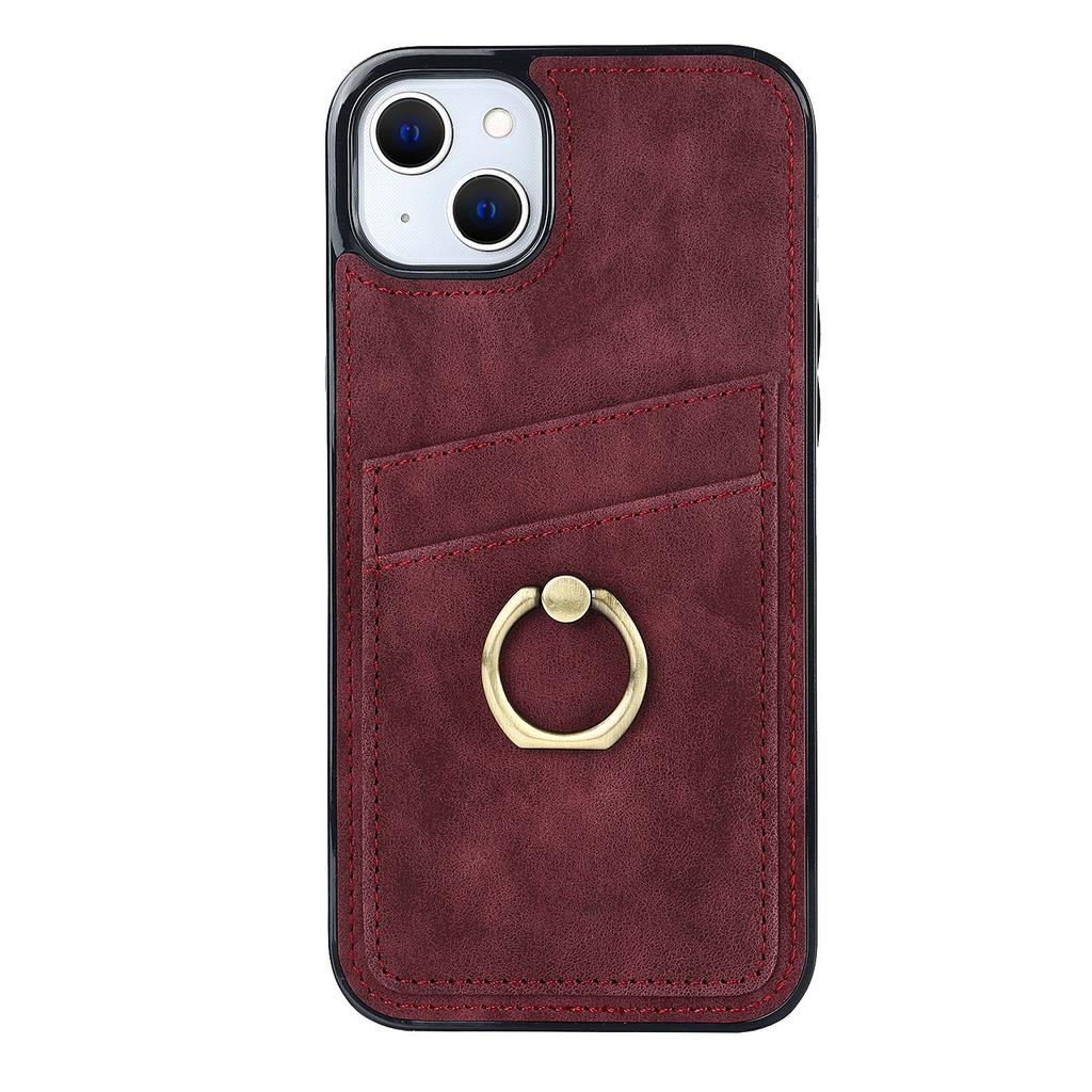 Cards Pocket Wallet Phone Case for iPhone 16 Pro Max 15 Plus 13 12 11 Pro 14 SE 2022 Leather Ring Holder Kickstand Back Cover