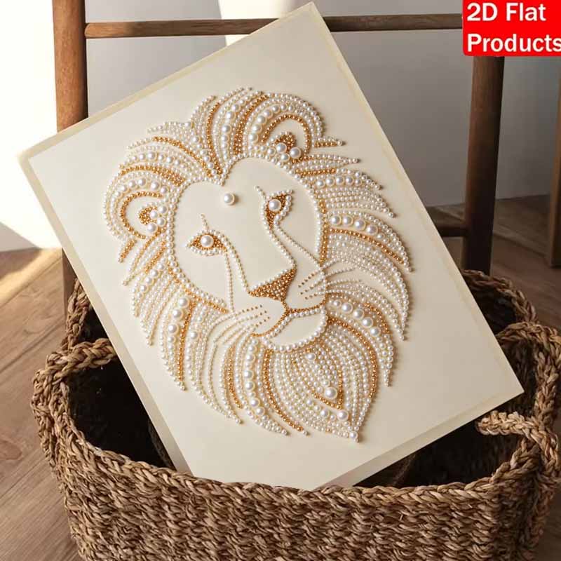 DIY Pearl Embroidery Diamond Painting Kit Majestic Lion Sparkling Beads Art Craft Handmade Decoration Gift for Home