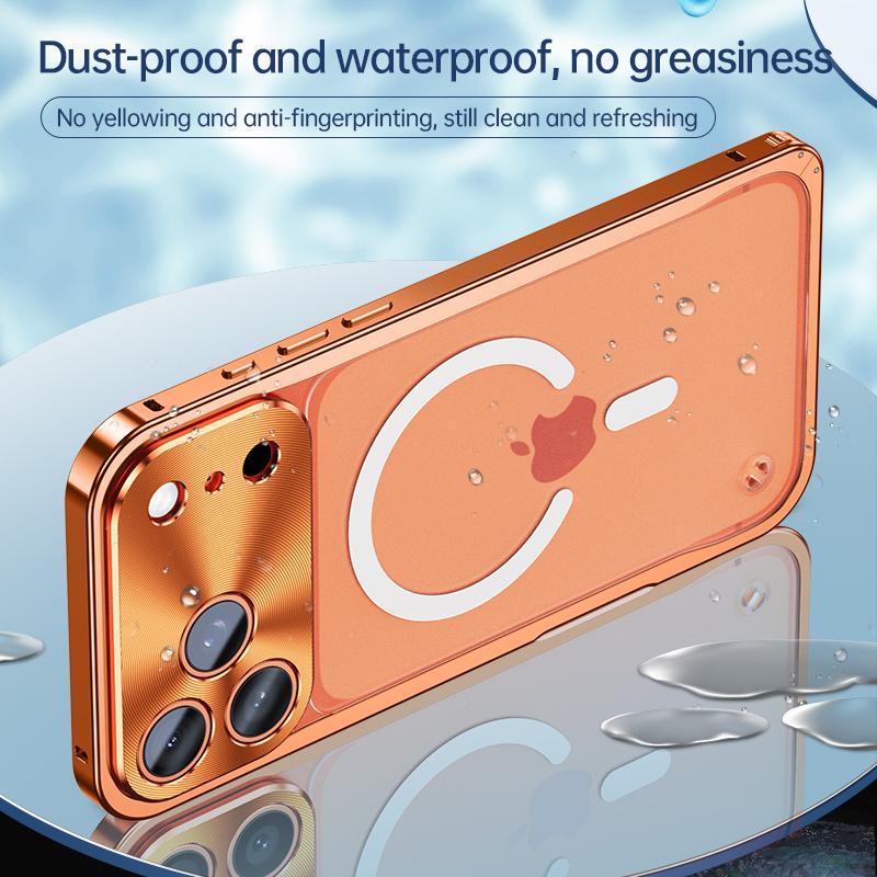Metal frame magnetic Phone Case For iPhone 17 12 13 14 15 16 Pro Max Aluminum alloy Full Lens Protection Cover For iPhone 16 Plating Metal Back Case