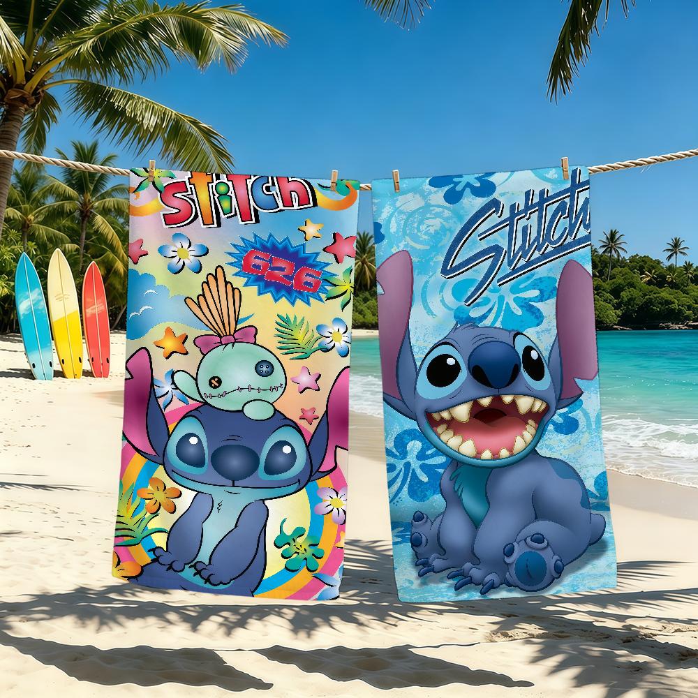 Cartoon S-Stitch-ES Cute Towel For Outdoor Camping Beach Towel Super Absorbent Quick-Drying Summer Towel