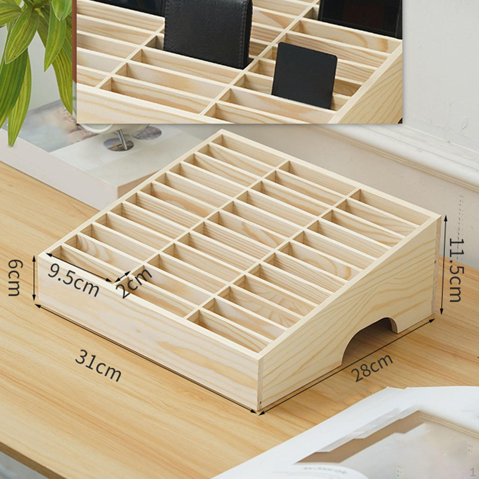 

Desktop Storage Phone Management Multifunctional Rustic Tabletop Organizer 36 Grid for Desk Wood