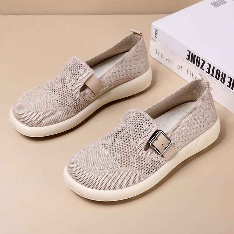 Cloth shoes women's single shoes flying woven surface comfortable and breathable leap month mother shoes platform bottomBoken medium grandmother shoes