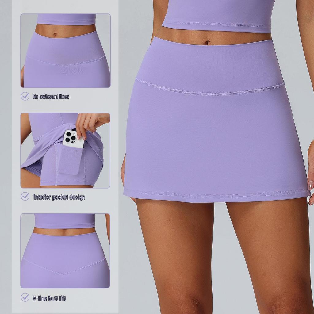 Oasis Lulu Women's Two-Piece Style Pocket Tennis & Yoga Skirt - Quick-Dry, Anti-Exposure, Ideal for Outdoor Sports & Fitness