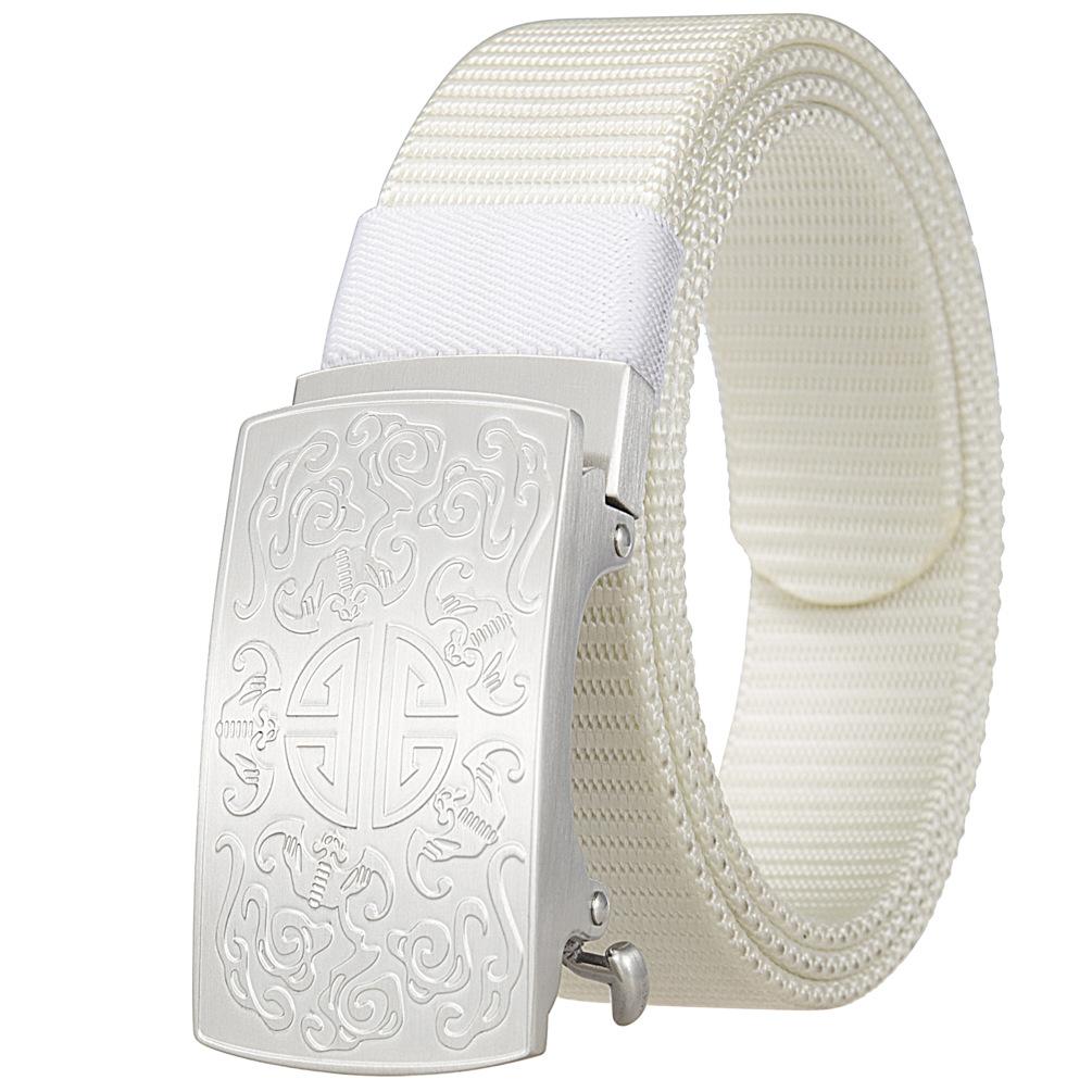 3.5Cm Nylon Braided Belt For Men, Button Head Closure Toothless Stainless Steel Buckle Ly36-61927-3