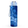 1PC Deep Blue Alcohol Ink Pattern 750ml Color Plastic Sports Water Bottle Leakproof Flip Straw Lid Suitable for Sports Office Home Use