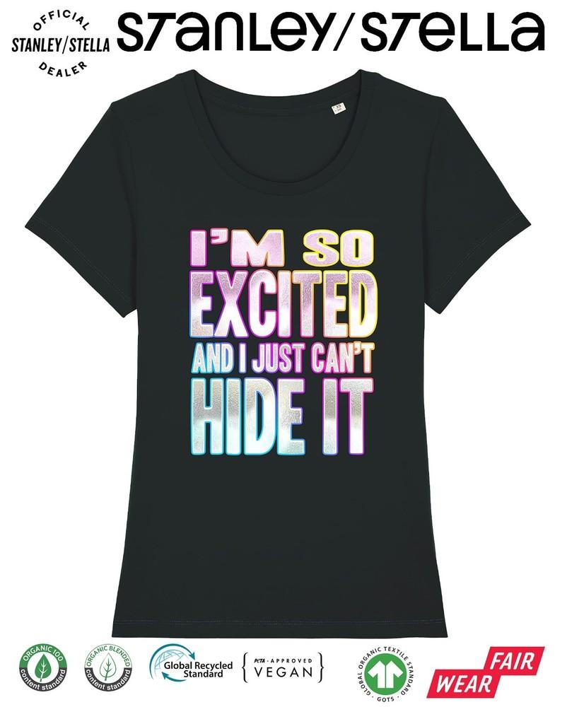 

Я так взволнована, что просто не могу это скрыть Женская футболка Маскарад 80-е Вечеринка Выходные S