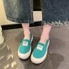 Canvas Schuhe für Damen Niedrig Geschnitten Beliebte Board Schuhe PVC Runde Zehenpartie Umschlagschuhe Mode Spleißung Damen Casual