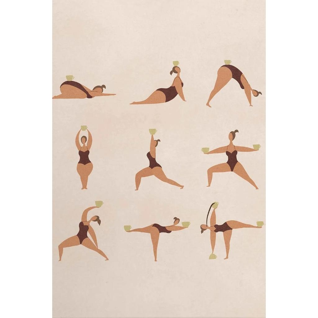 Yoga Liebhaber Posen Verschiedene Professionelle Bewegungen Kaffee Katze Poster Druck Wandkunst Bilder Leinwand Malerei Zimmer Heimdekor