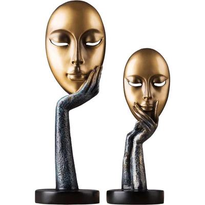 European Resin Mask Human Face Crafts Ornaments Living Room Decorations Figure Gold Decor Home Decoration Accessories Modern