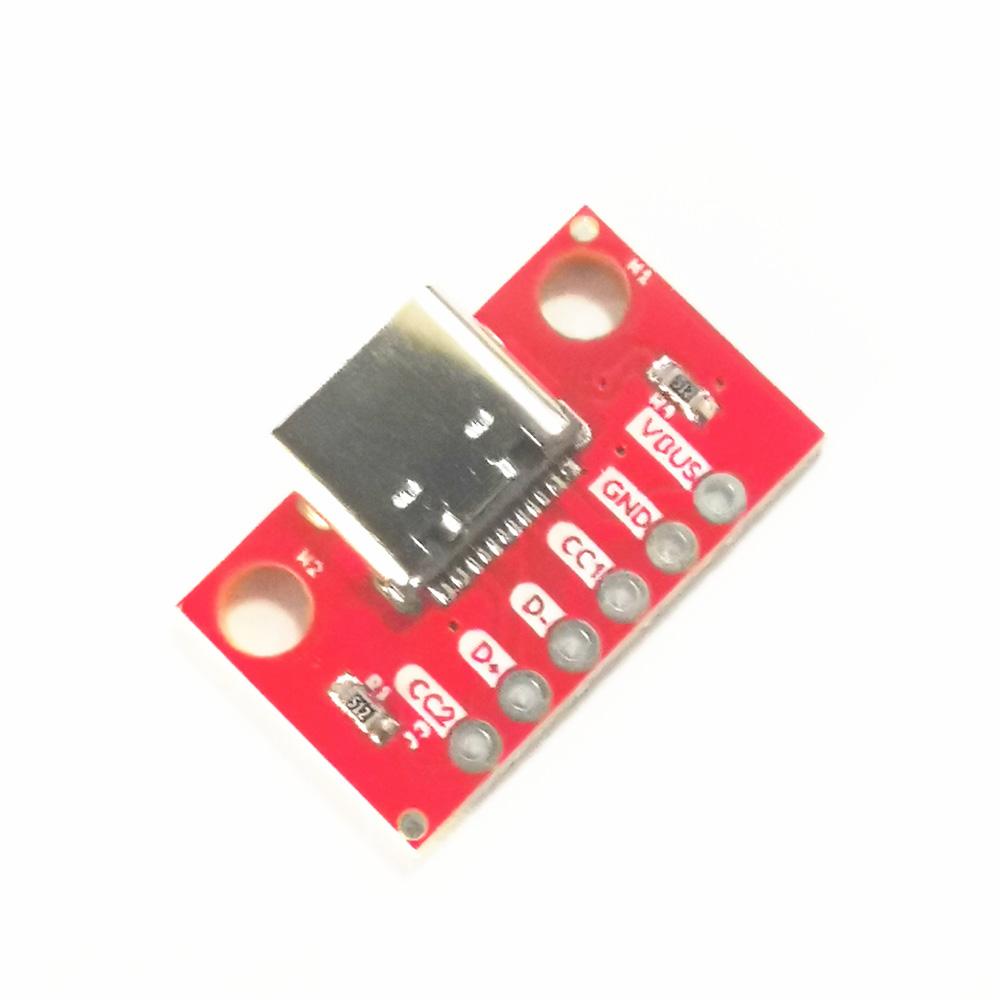 1/5PCS USB Type C Connector Board 3.1 Serial Basic Breakout Female Connector Breakout Board Red Adapter Board With Row Needles