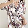 Kinesisk Klassisk Tuschmålning Blommönster Dam Pyjamas Elegant Gammal Stil Estetiska Nattkläder Sommar Lounges