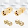4PCS Golden 2PCS SMA Male to Male Adapter Double Pass Adapter  Antenna Connection