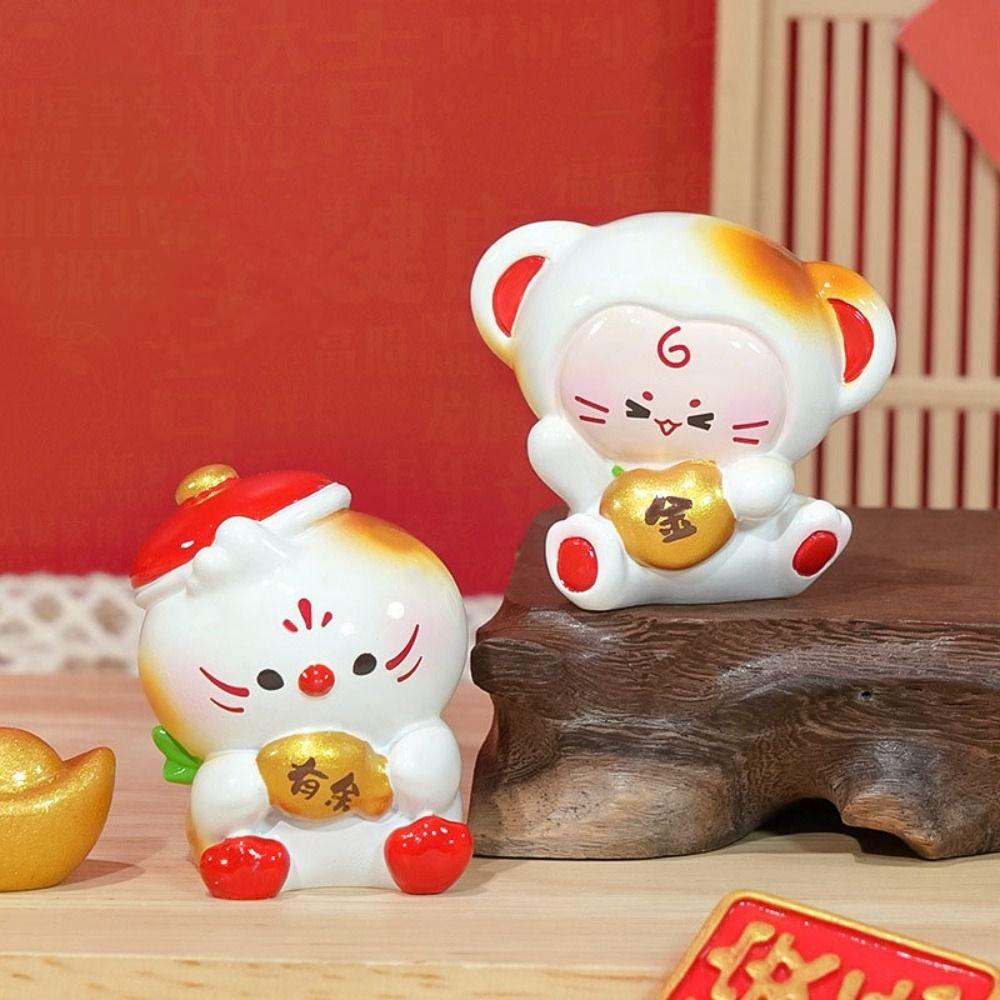 Chinese Style 2026 New Years Ornament Blessing Fortune Chinese Zodiac Figurines Exquisite Traditional Cute Resin Crafts