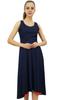 Bimba Women's Designer Rayon Dress With Pockets Solid Aqua Maxi With Scarf -