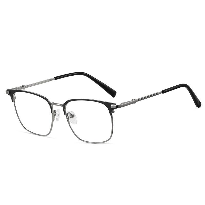 Anti Blue Light Men'S Metal Glasses  Business Eyeglasses Square Shortsighted Eyewear Prescription Glasses Minusbril-4.5-1.75