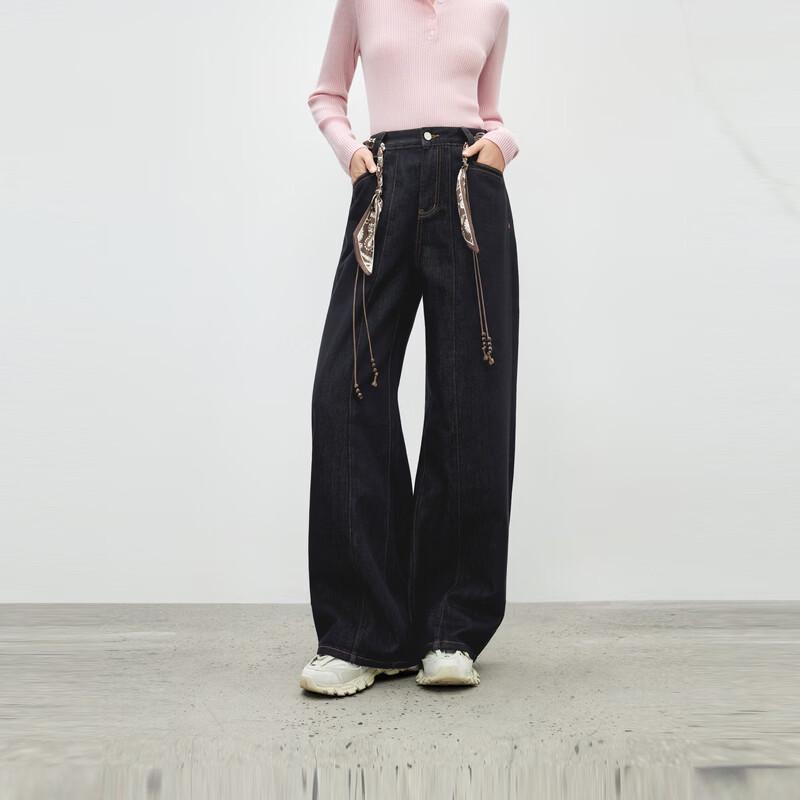 Qiusuiyiren Women s Mid-High Waist Straight-Leg Jeans M